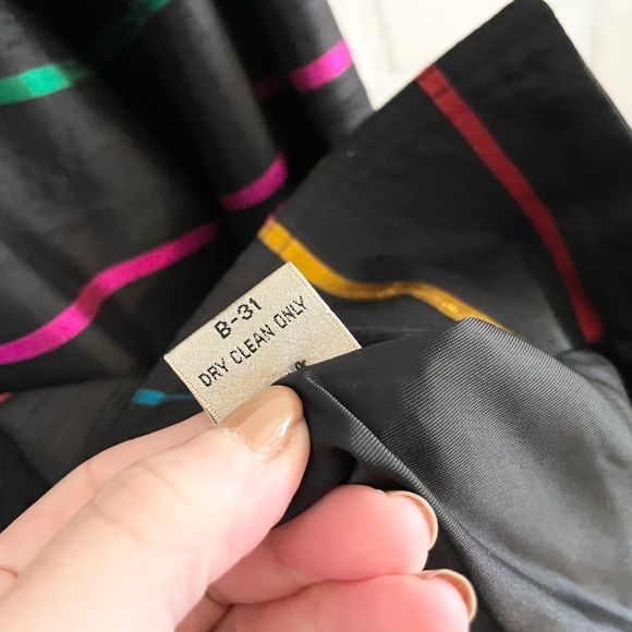 Vintage Women’s Blazer Silk Rainbow Striped Oversized Pockets Single breast 14 - Picture 6 of 8